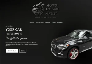 Auto Detail Artist website design, featuring a black car